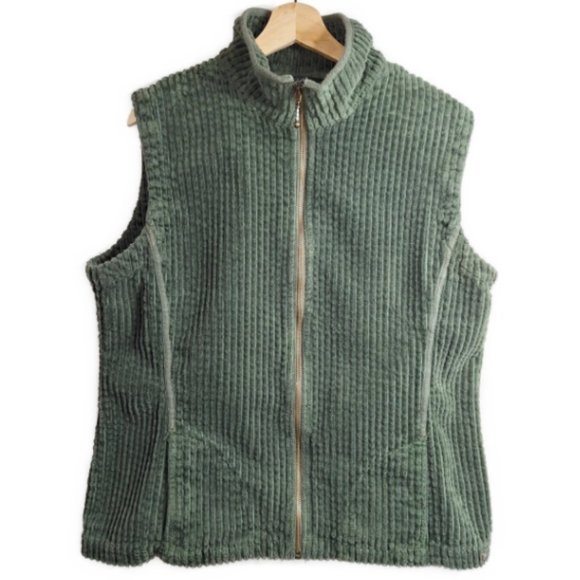 Woolrich Spruce Green Corduroy Vest with Zipper Closure, Stand Up Collar Size XL - Picture 1 of 8